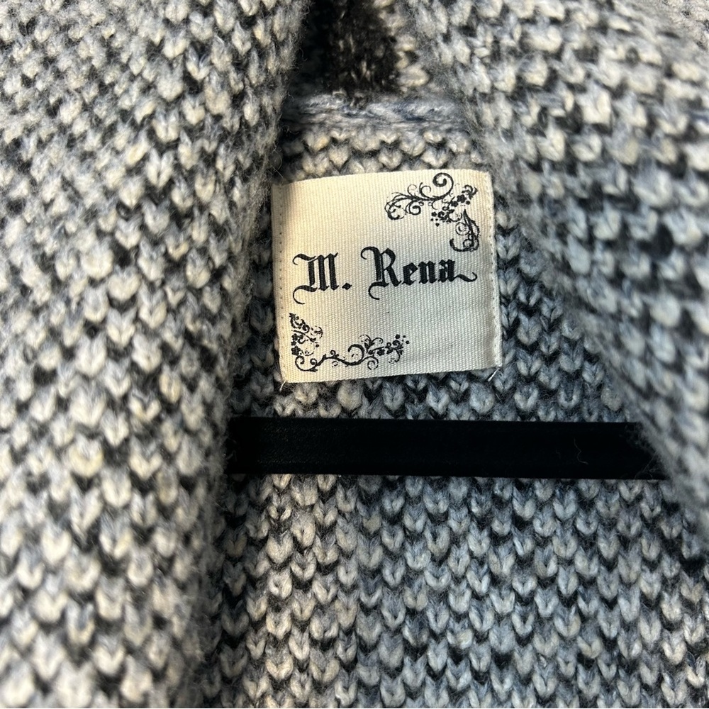 M. Rena Open Front Gray Patterned Women's‎ Sweater Cardigan - Picture 3 of 9